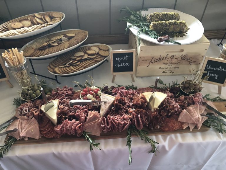 Meat and Cheese Charcuterie and Goat Cheese Spread with Crackers